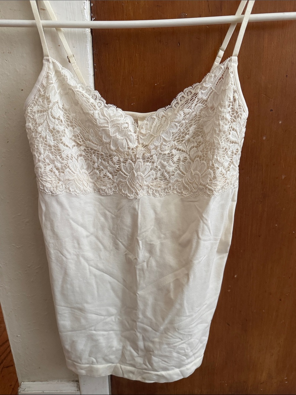 Banana Republic Cream Lace-Trim Slip with Adjustable Straps